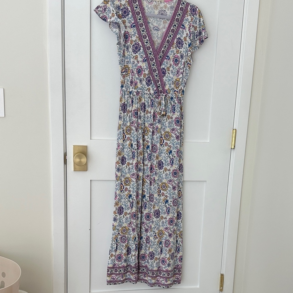 BeBop Purple and White Floral Maxi Dress